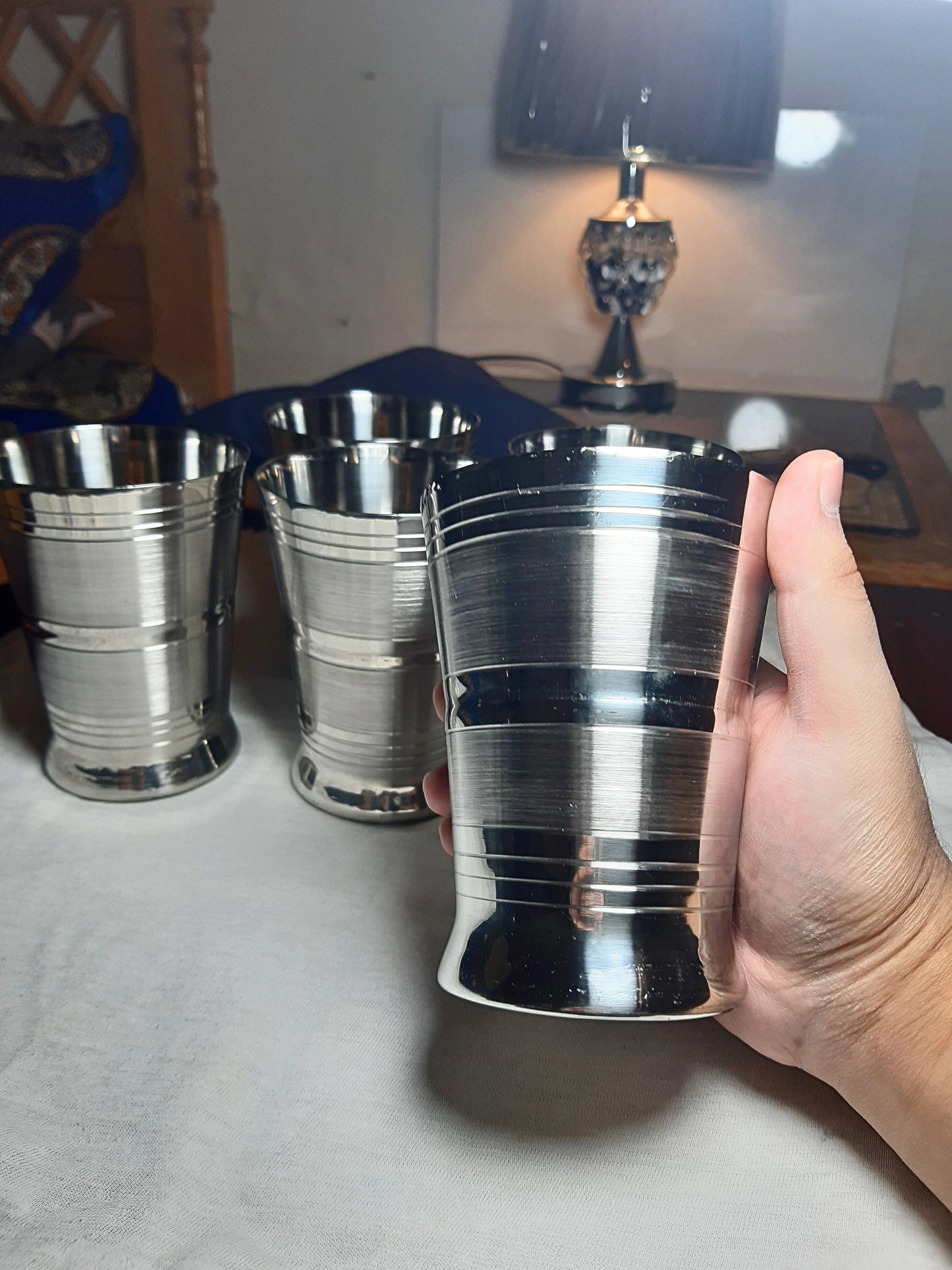 Silver Aura Premium Drinkware – Steel Glass Set